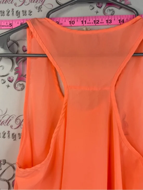 Japna tank top neon orange Coral-Orange Sleeveless Chiffon Tank Top - Picture 6 of 12